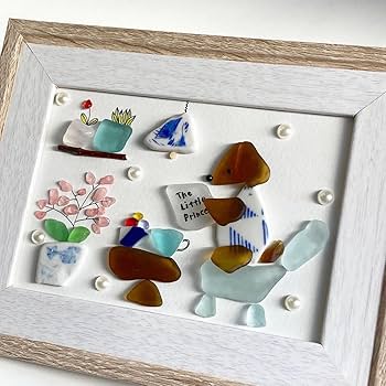 Amazon.co.jp: シーグラスアート ダックスフンド 読書の時間 ペット Amazon.co.jp: シーグラスアート ダックスフンド 読書の時間 ペット